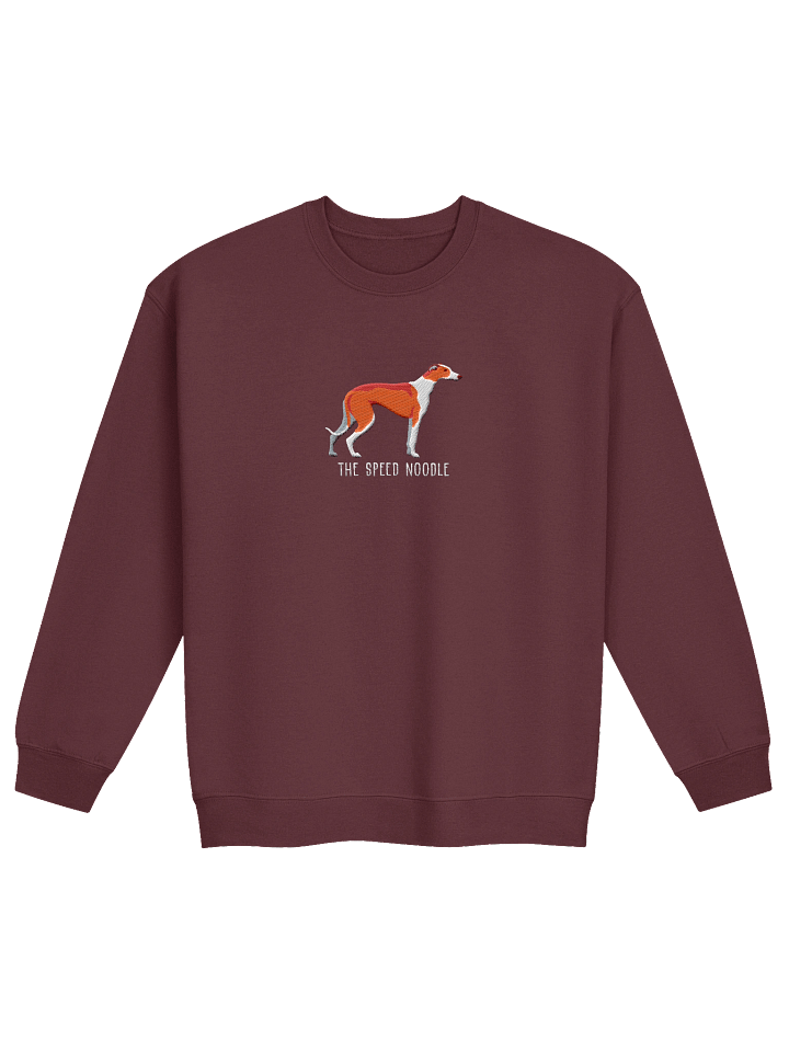 The Speed Noodle Sweatshirt (Embroidered) of an English Greyhound(Red & White) product image (5)