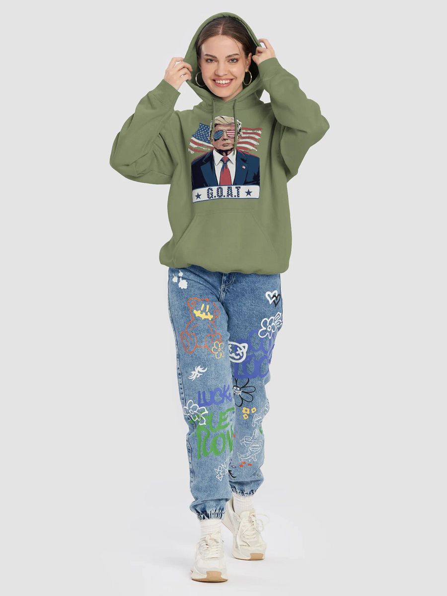 Trump "G.O.A.T" Hoodie – Patriotic USA Flag Sunglasses Design product image (8)