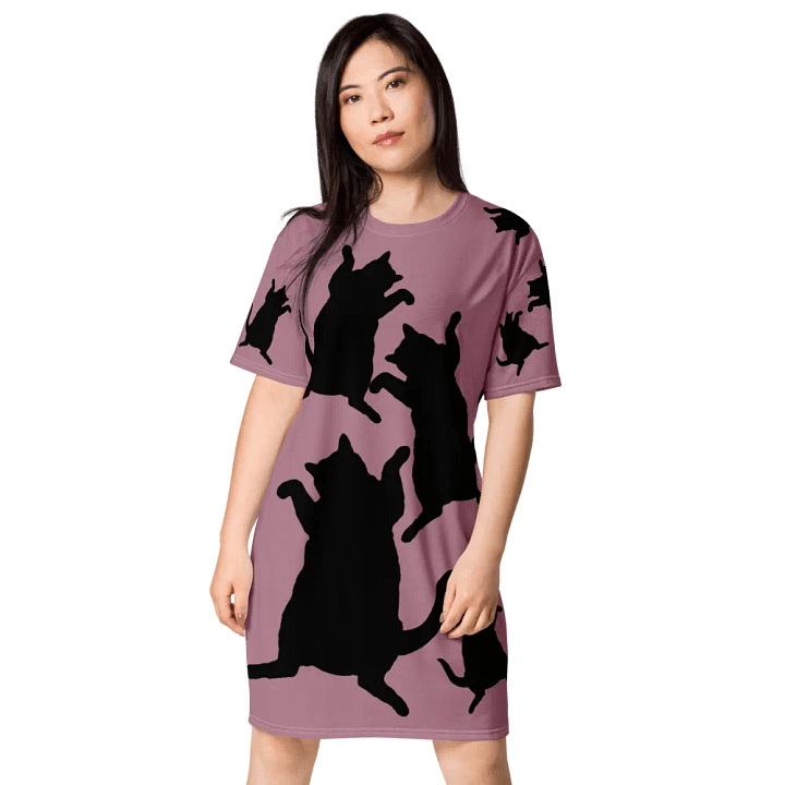 Kitties Dancing for Demeowcracy Cat Ladies T-Shirt Dress Mauve product image (1)
