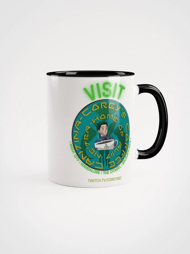 Visit Corey's Coffee Cantina - white mug with coloured interior