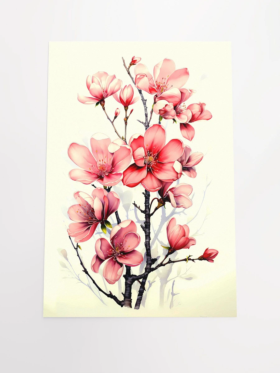 Pink Flower Blossoms Watercolor Painting Matte Poster product image (3)