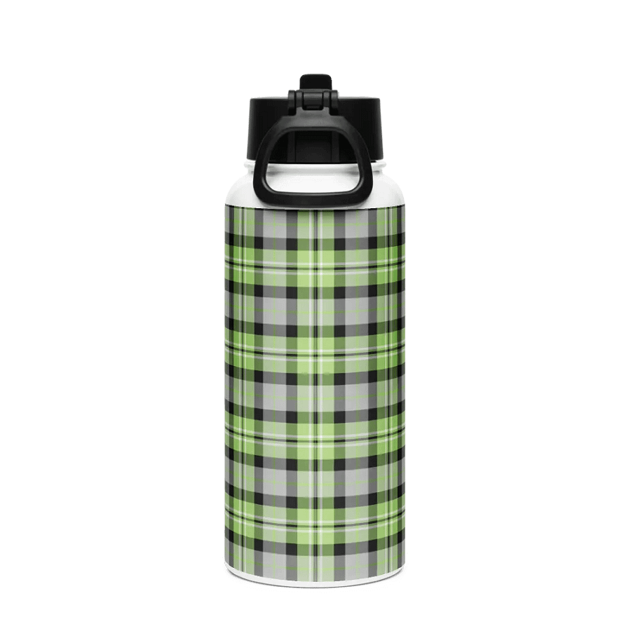 Light Green and Gray Plaid Water Bottle product image (3)