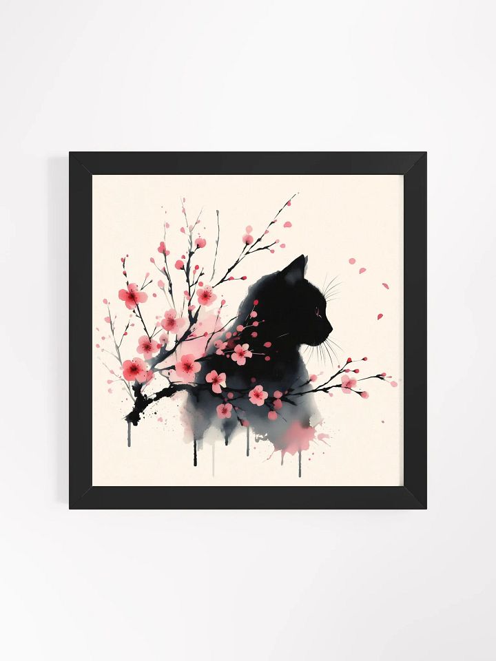 Elegant Black Cat & Cherry Blossoms - Wall Art product image (2)