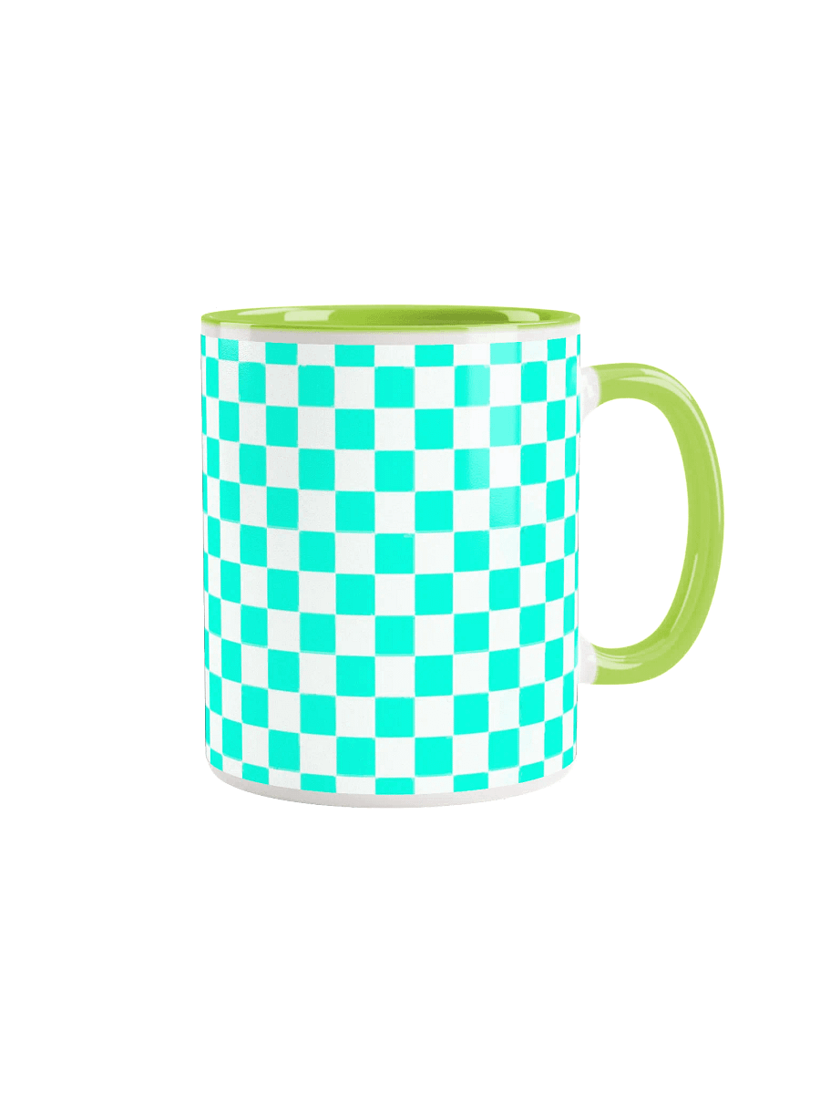 Checkered! Neon Aqua Blue and White Checkers Mug product image (47)