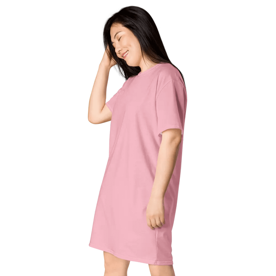 Plain Color Pink T-Shirt Dress product image (3)
