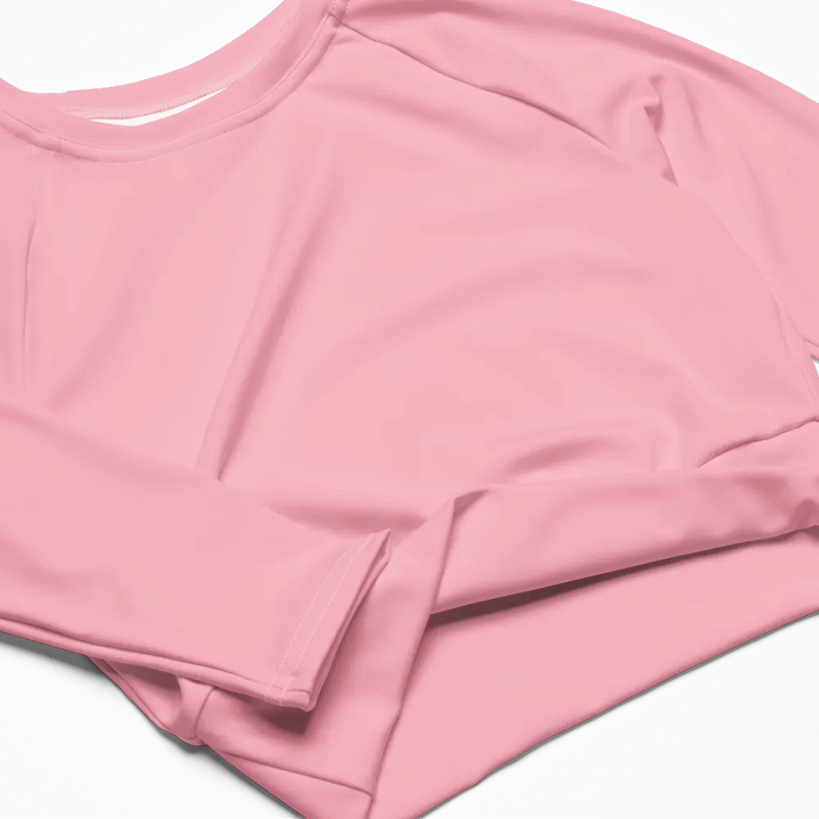 Plain Color Pink Long Sleeve Crop Top product image (9)