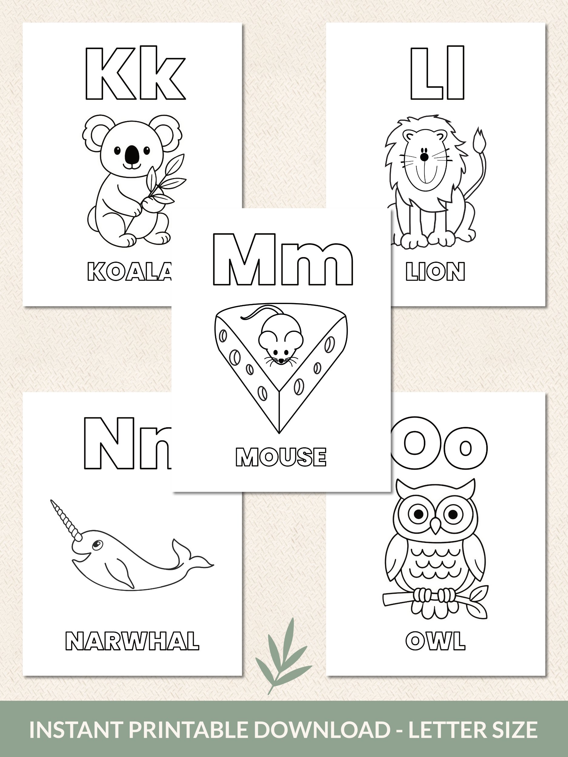Printable Animal Alphabet Coloring Pages – 26 Fun & Easy Designs For Kids product image (4)