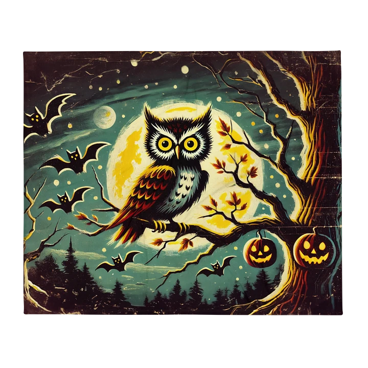 Spooky Owl Full Moon Throw Blanket product image (2)