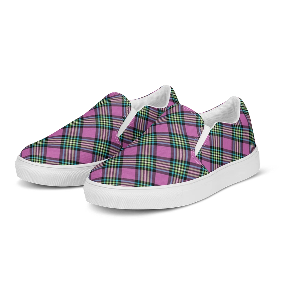 Purple Orchid and Turquoise Plaid Women's Slip-On Shoes product image (3)