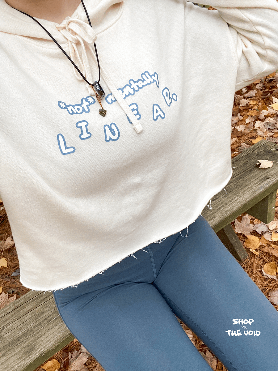 *not* mentally linear (lined design, #709AAF) lightweight cropped hoodie product image (4)
