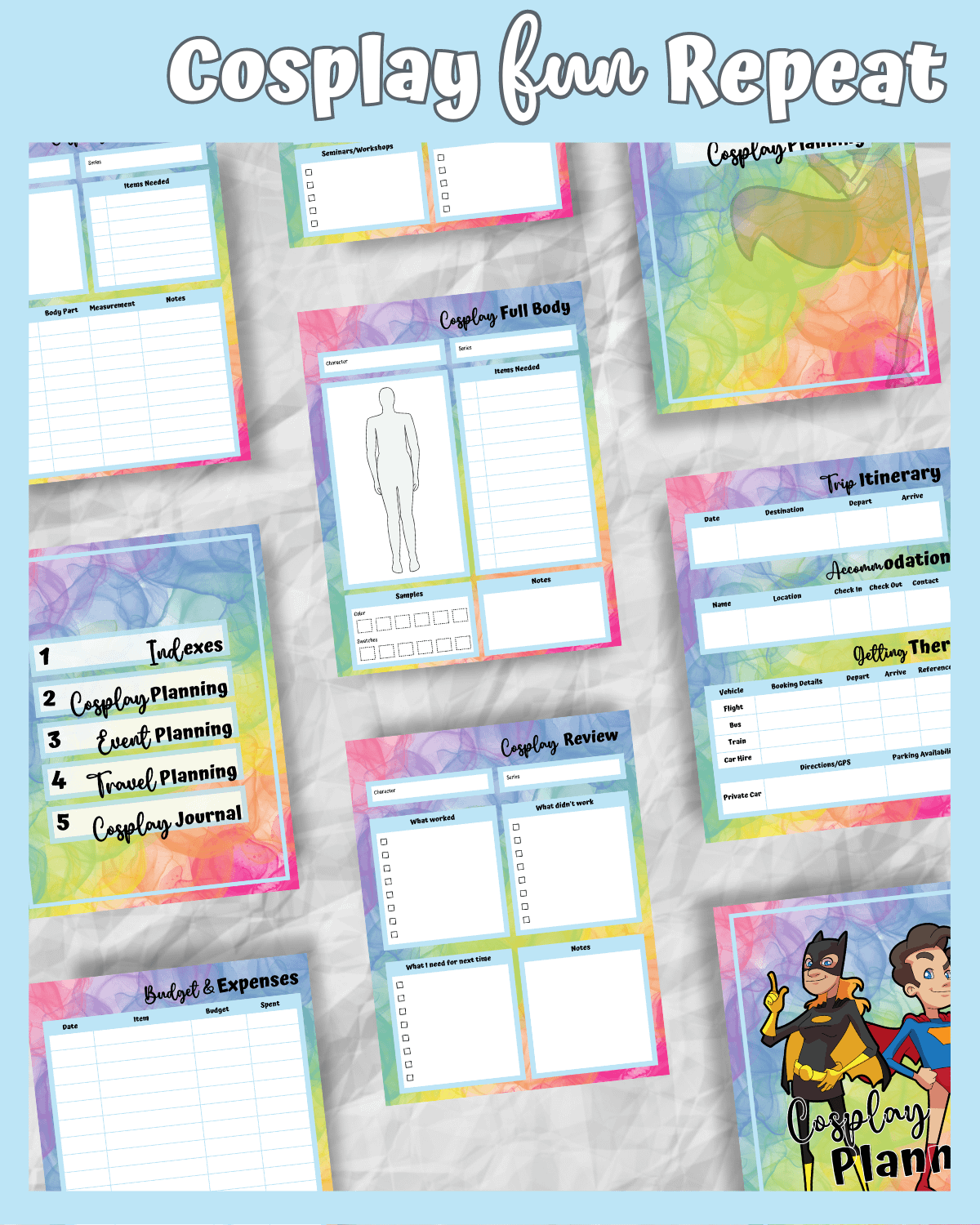 Blue Cosplay Planner Printable product image (6)