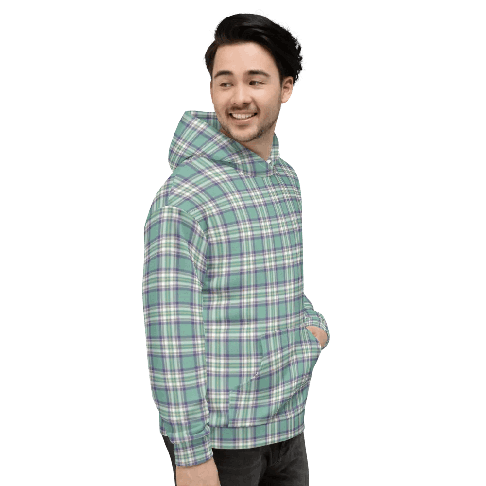 Light Green, Purple, and Yellow Plaid Hoodie product image (5)