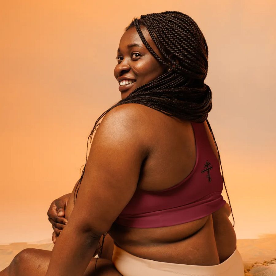 Burgundy Serenity Longline Sports Bra product image (9)