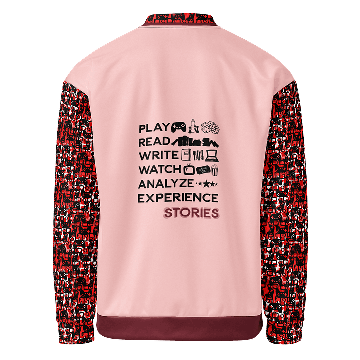 Experience Stories Unisex Bomber Jacket (Red, Coral, and Black) product image (1)