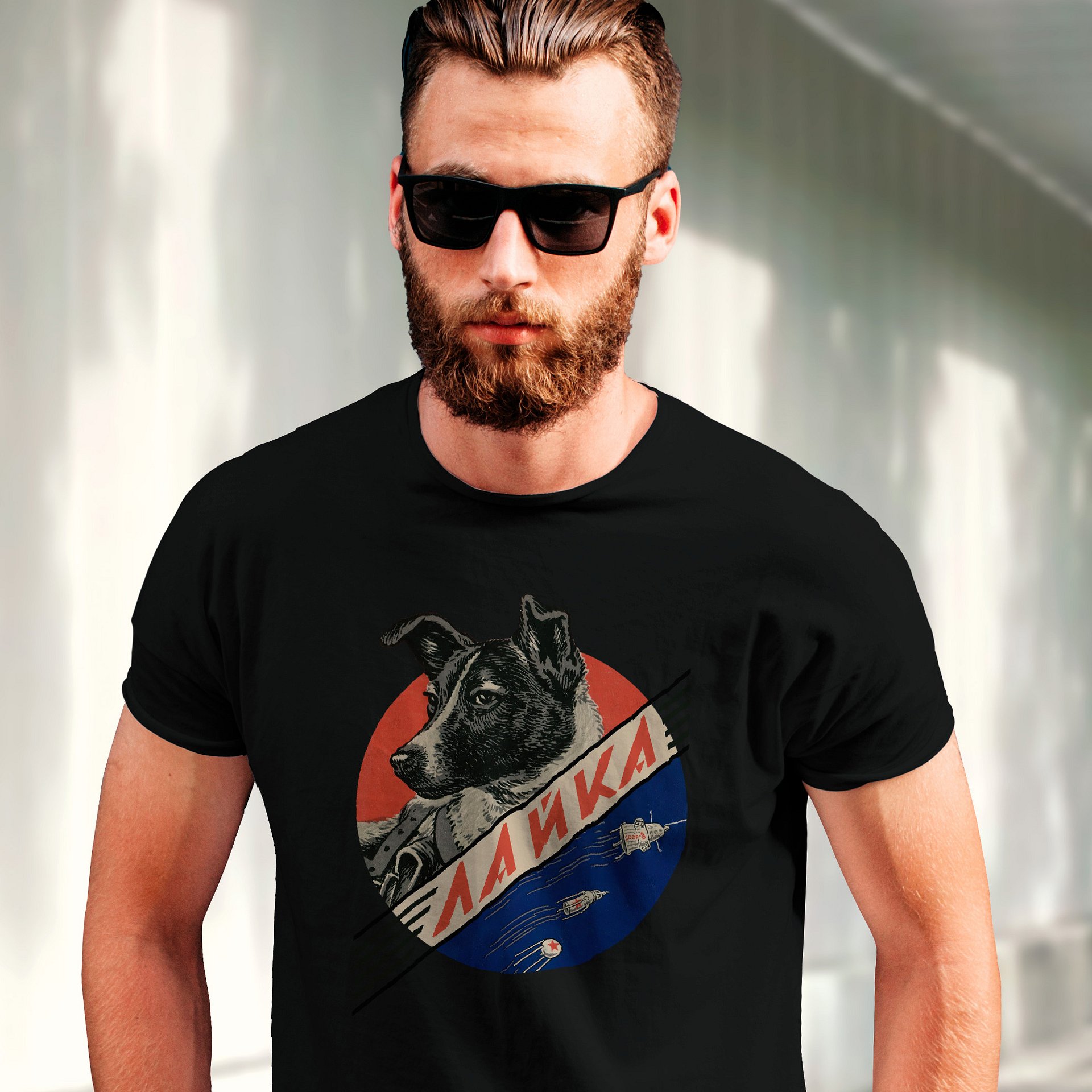 Laika, First space dog, Soviet vintage space — Unisex t-shirt, space t-shirt product image (3)