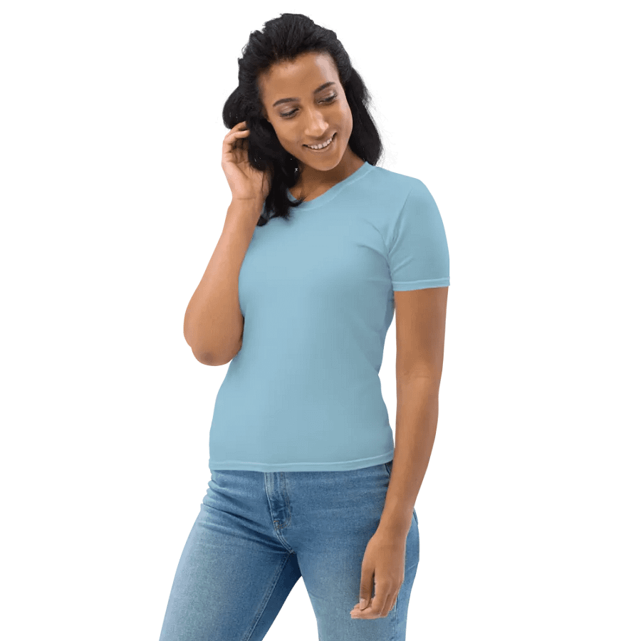 Plain Light Blue Soft Summer Women's Crewneck Polyester Heavyweight Premium T-Shirt by Treasure Pie product image (7)