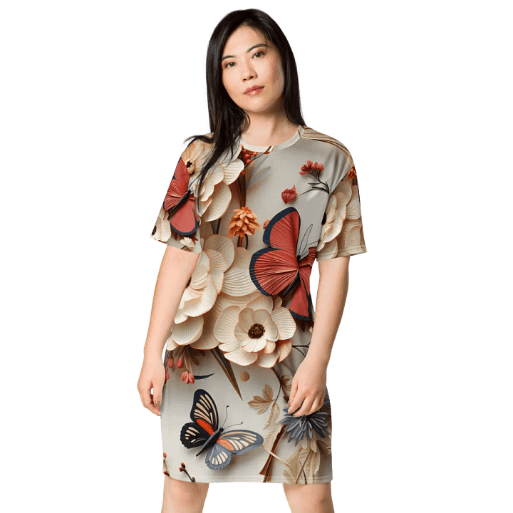 3D-Ditsy-Flowers-Seamless-Patterns T-shirt Dress - V14 product image (1)