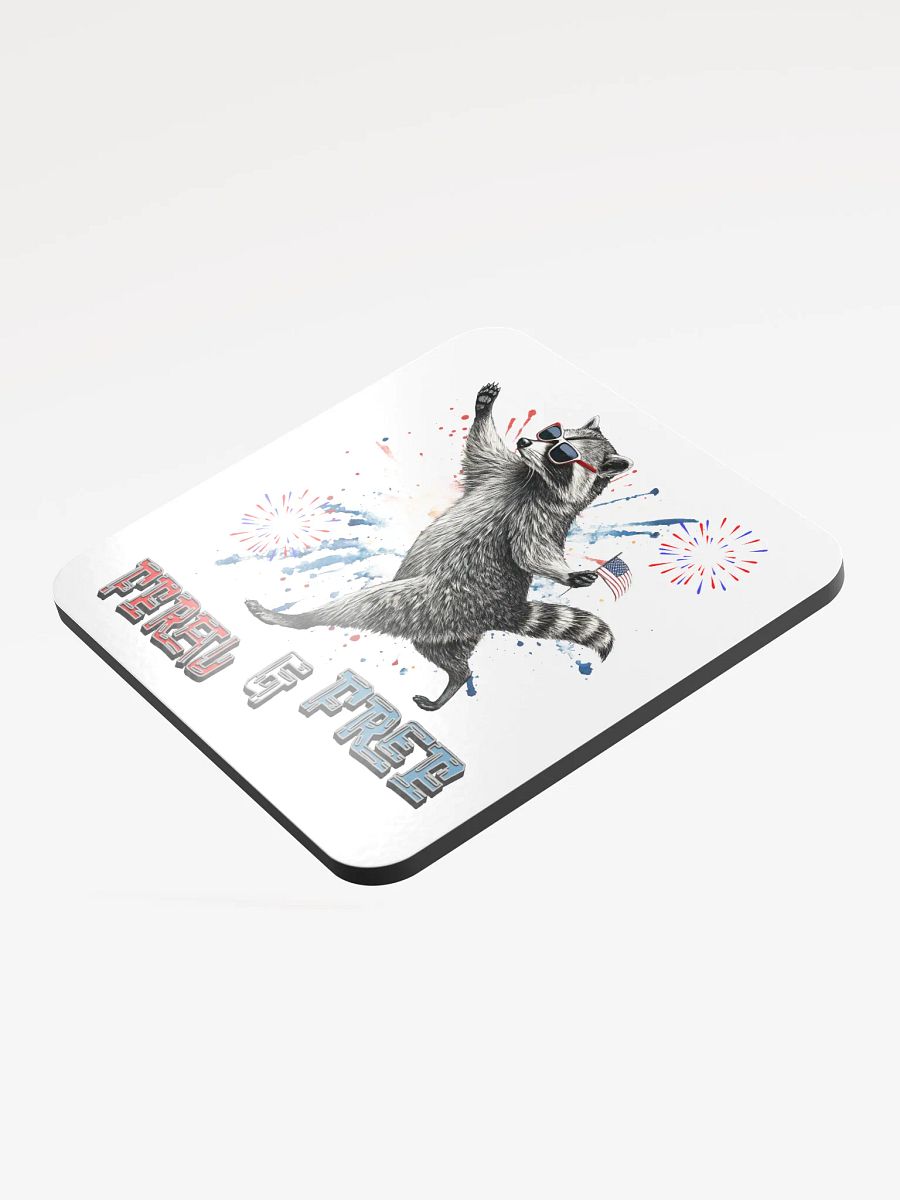 Feral And Free Raccoon Patriotic Cork Coaster product image (4)