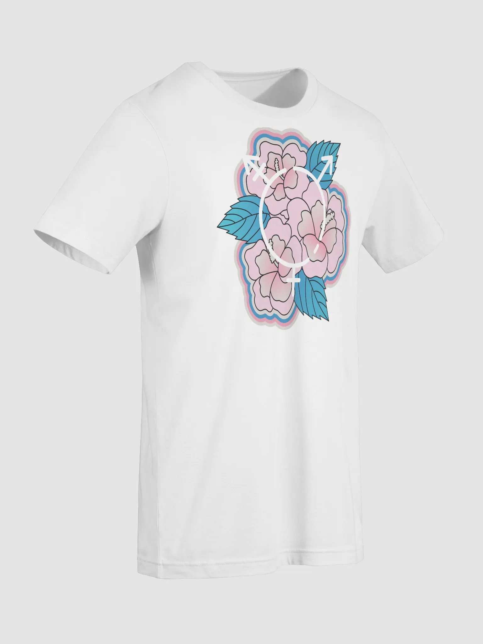 LGBTQIAP2S+ 2025, Trans Flower with Symbol, White Tee product image (9)