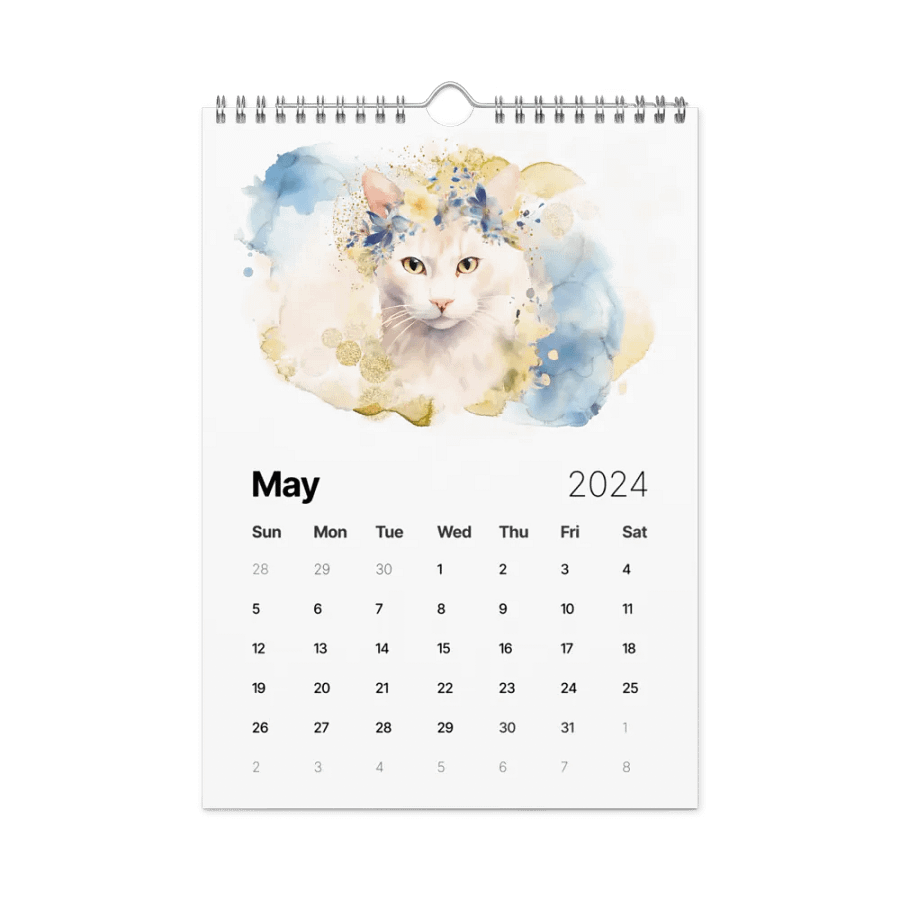 Watercolor Cats 2024 Wall Calendar, 12 Month product image (8)
