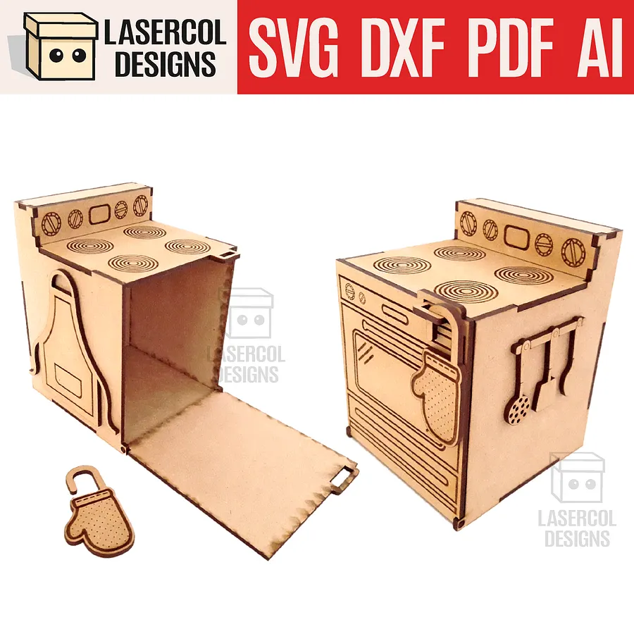 Oven Shaped Box - Laser Cut Files product image (1)