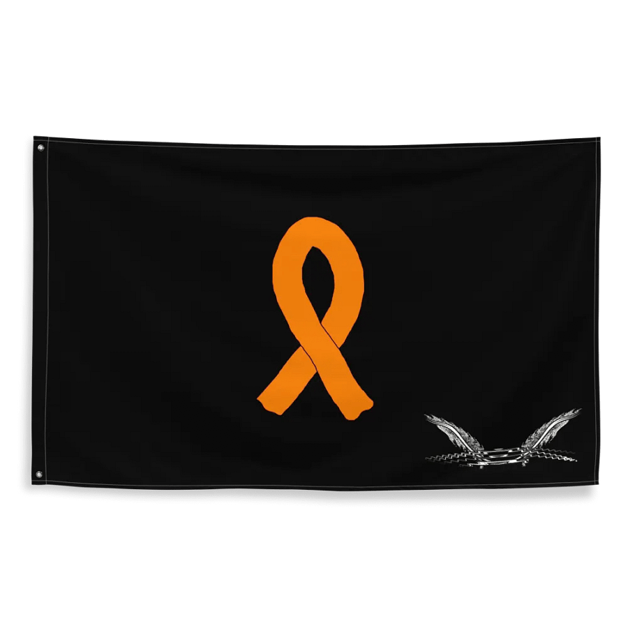 White HApex Gear White Logo Cancer Awareness Orange Ribbon. Black Flag product image (2)