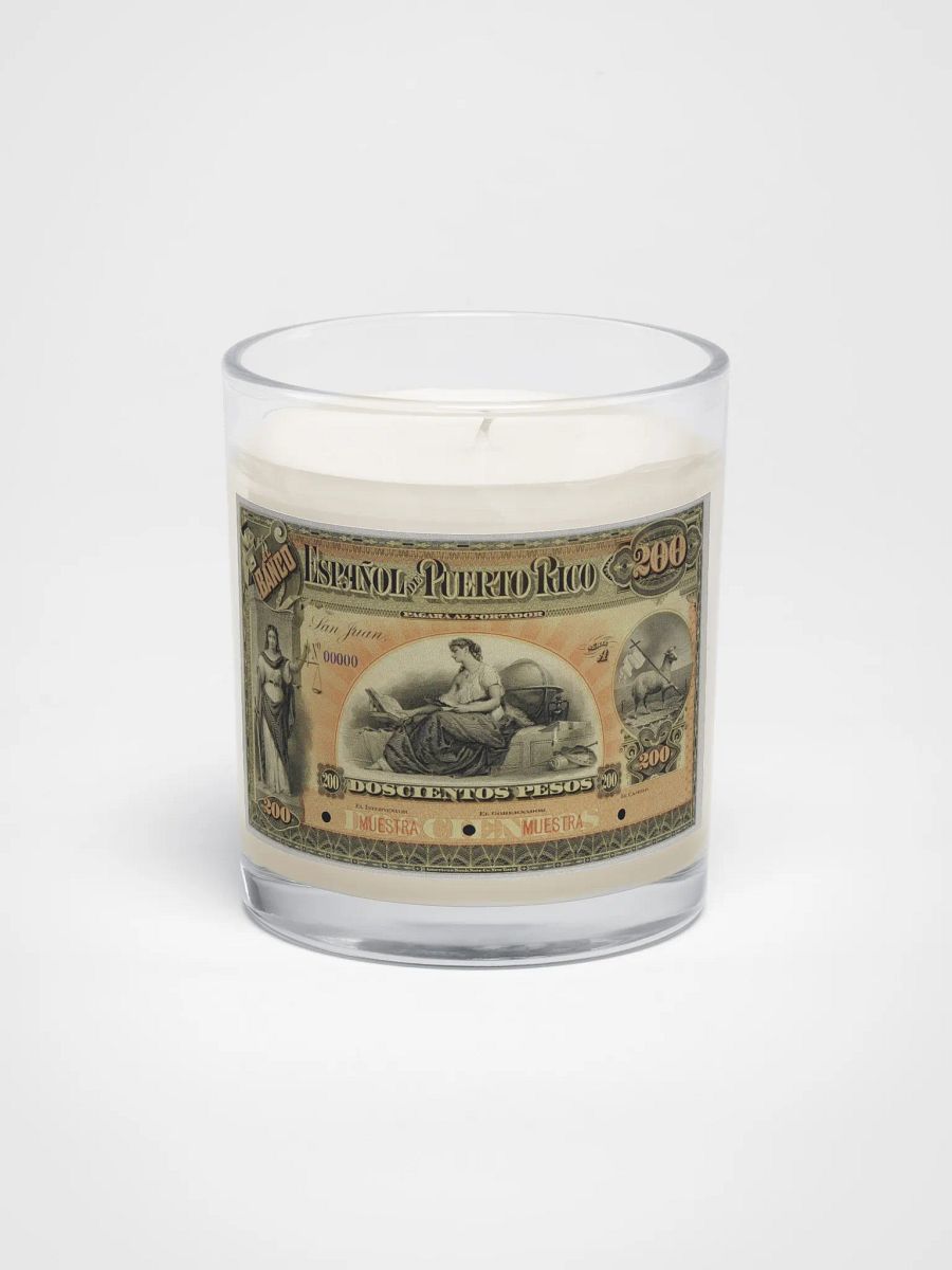 Vela de cera de soja blanca - Papel Moneda Provincial: Puerto Rico, España product image (1)