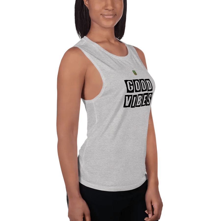 Good Vibes Ladies Vest Top Black Lettering product image (3)