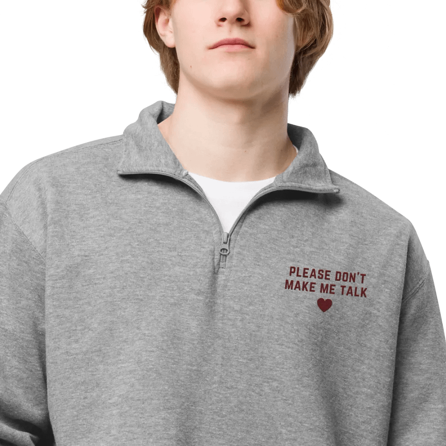 PLEASE DON'T MAKE ME TALK (maroon) embroidered quarter zip product image (10)