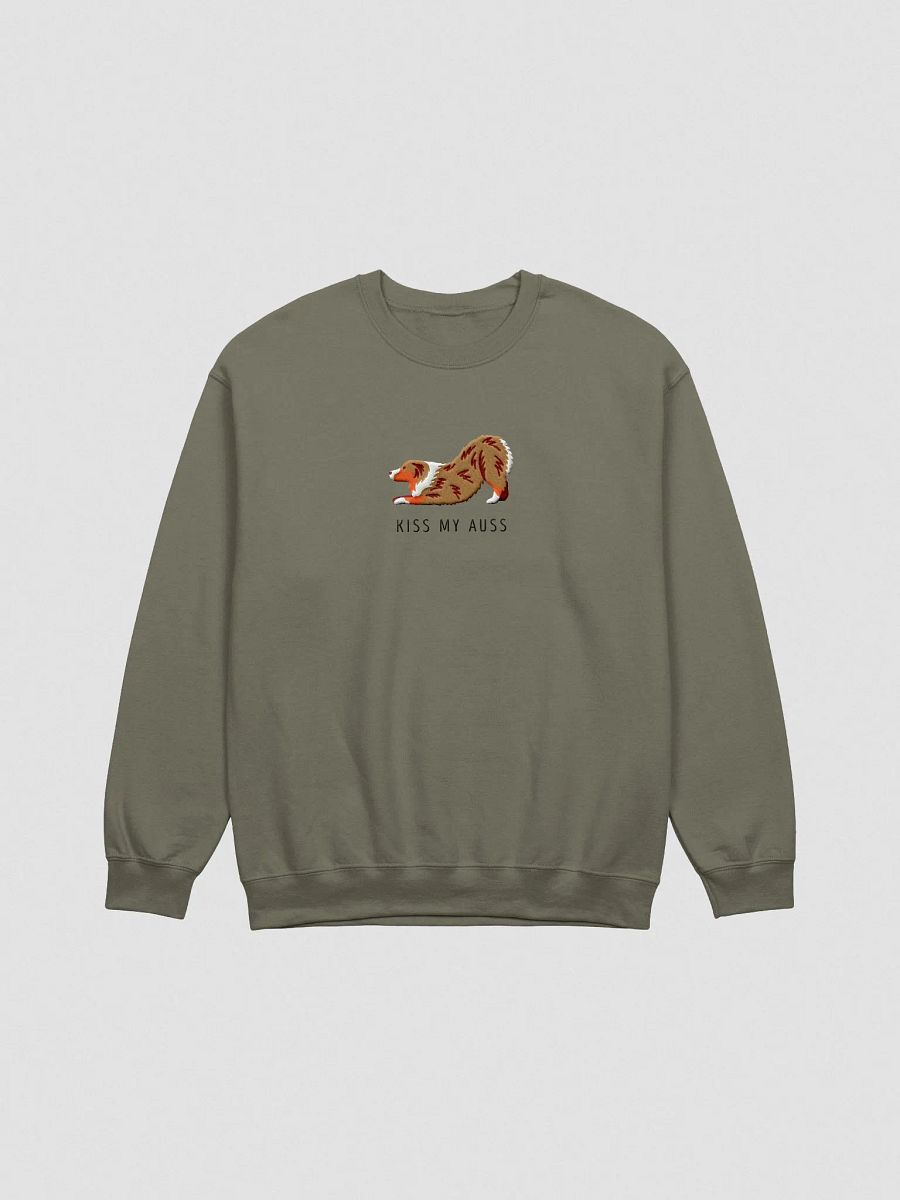 Kiss My Auss(2) Sweatshirt (Embroidered) of an Australian Shepherd(Red Merle) product image (4)