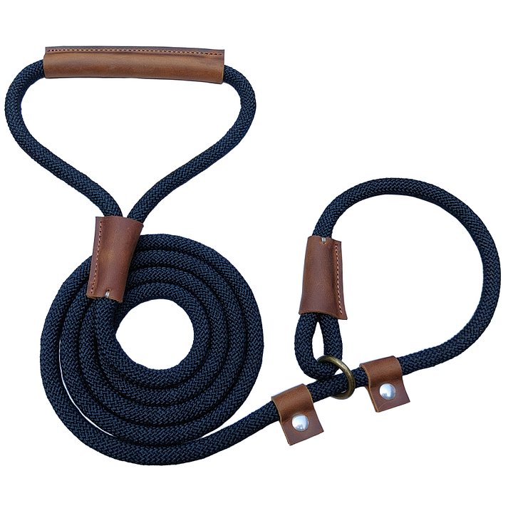 MEEBOY handmade Heavy Duty Nylon Rope Dog Leashes with With comfortable and durable leather handles, dog leash using strong Nylon rope for Small Medium and Large Dogs product image (1)