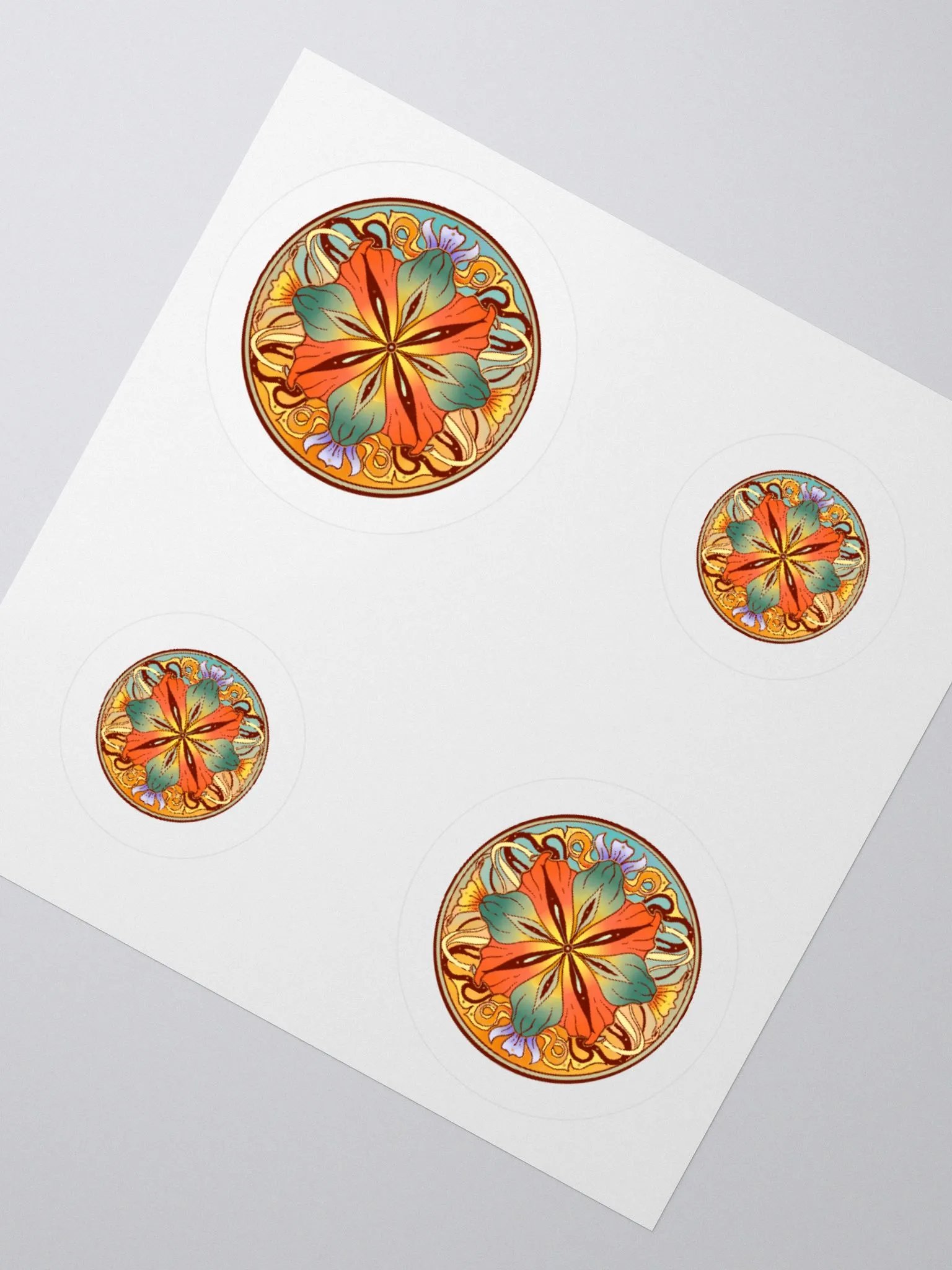 Teal Floral Mandala - Sticker Sheet product image (2)