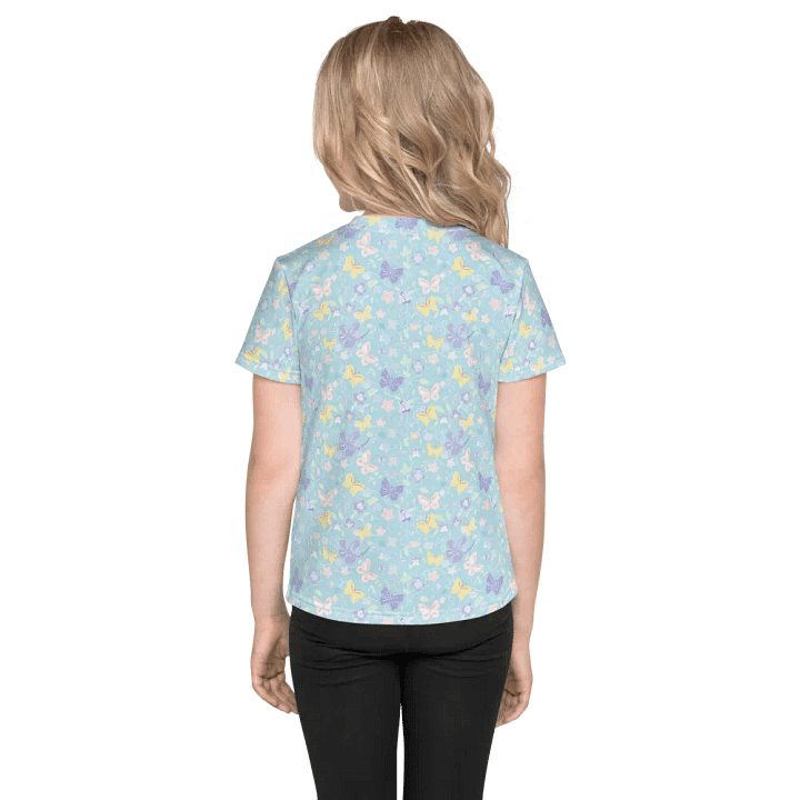 Spring Tiny Print Butterfly Pattern in Turquoise Blue Kids T-Shirt product image (2)