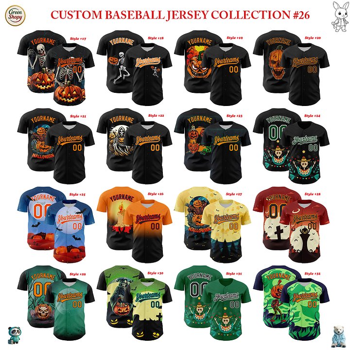Authentic Baseball Jersey, Custom Baseball Jersey, Personalized Sport Jersey, Colorful, Flowers, Number, Logo, Halloween product image (2)