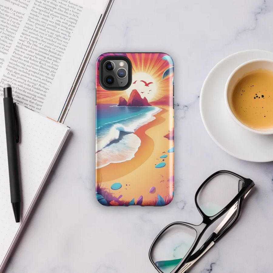 Sunrise Serenity: Psychedelic Beach iPhone Case product image (38)