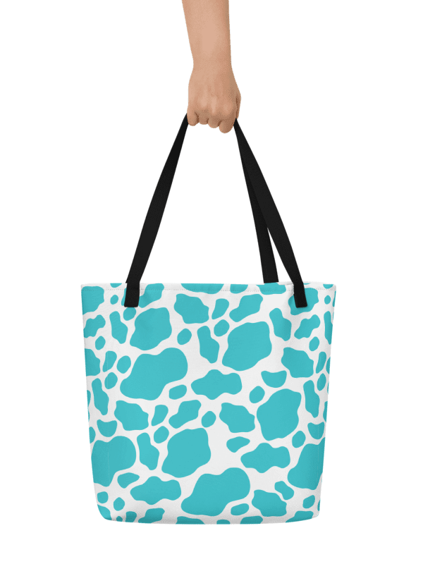 Cow Print Tote bag with Pocket - Blue product image (1)