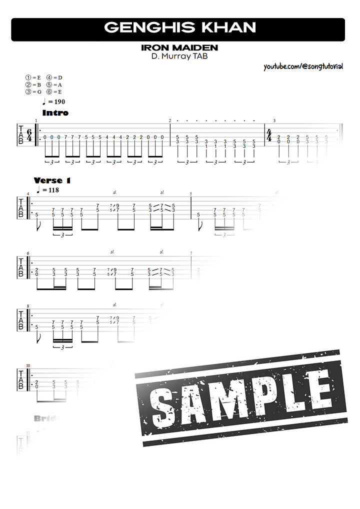 Genghis Khan PDF TAB + Backing Track MP3 product image (2)