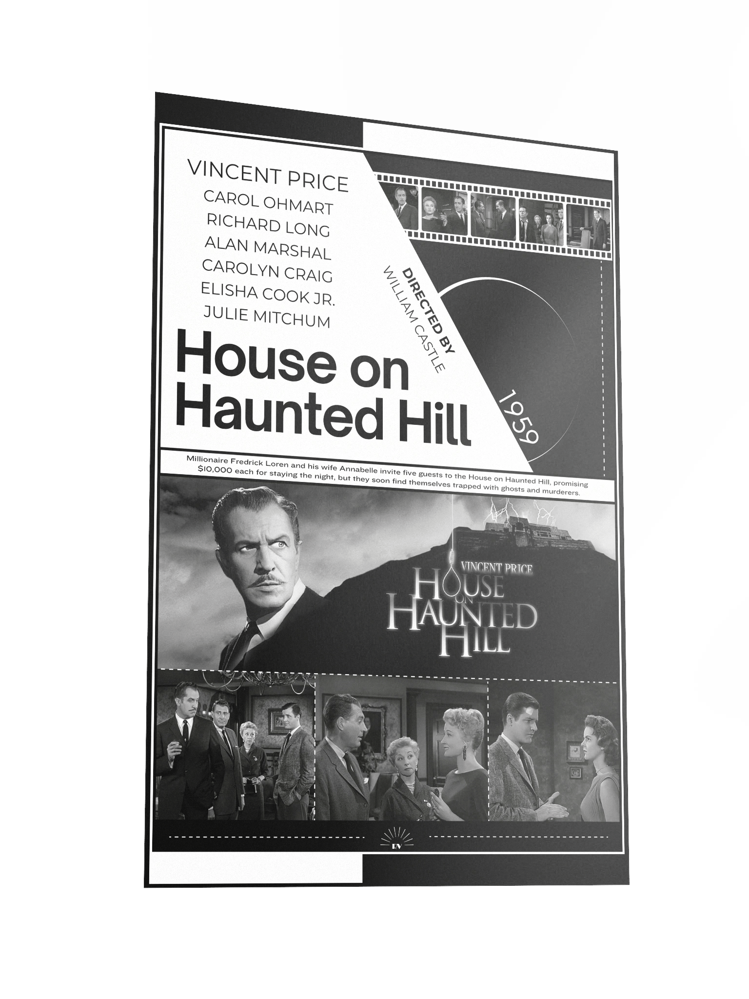 House on Haunted Hill with Vincent Price and Carol Ohmart 1959 | Movie Poster | 12x18 Wall Art product image (2)