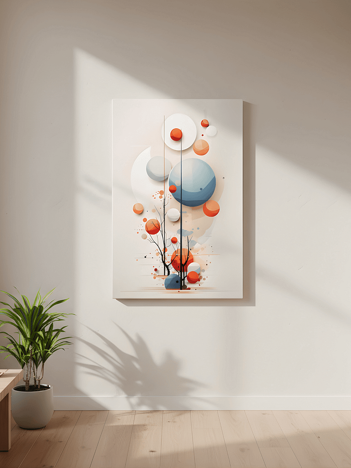 Abstract Geometric Spheres with Soft Botanical Accents Canvas product image (2)