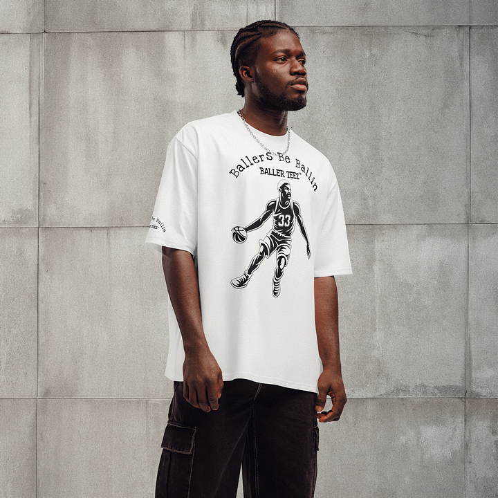 Baller Teez Oversized White Heavyweight Tee product image (1)