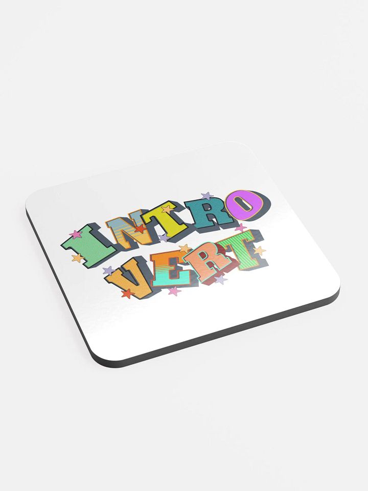Introvert Block Letter Vibrant Cork Coaster product image (2)