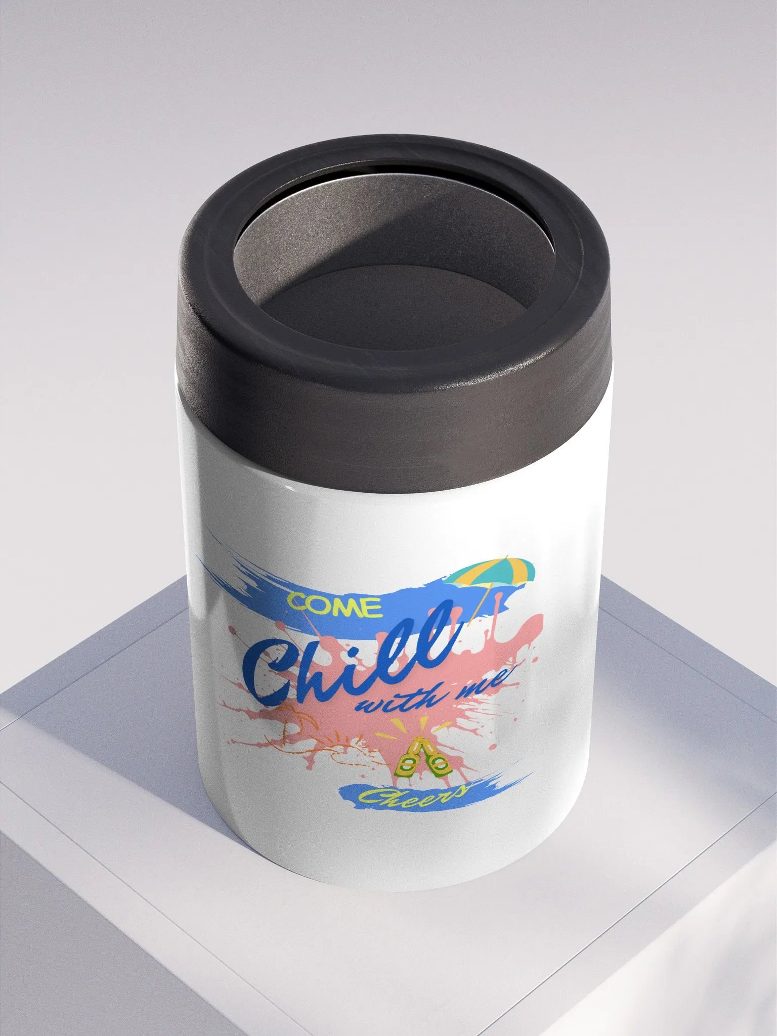 Stainless steel Koozie for your summer parties.   ‘Come chill with me’ design. product image (2)