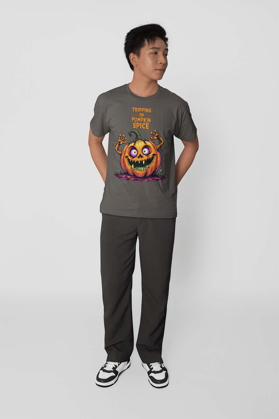 Weirdcore Tripping on Pumpkin Spice Halloween Shirt product image (2)