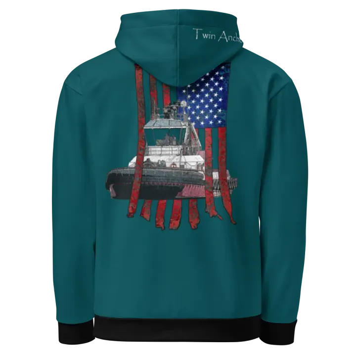 Teal Athena Tug & CE Flage Hoodie product image (1)