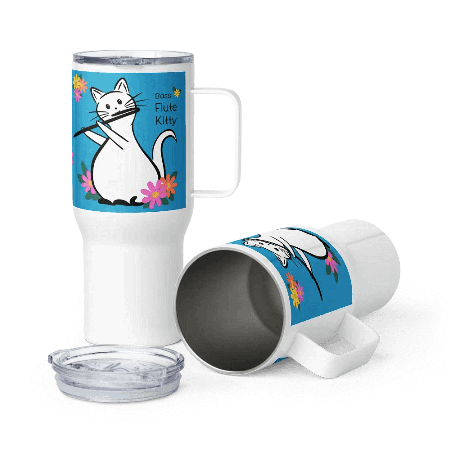 Flute Kitty Travel Mug w handle - Bass Flute product image (6)