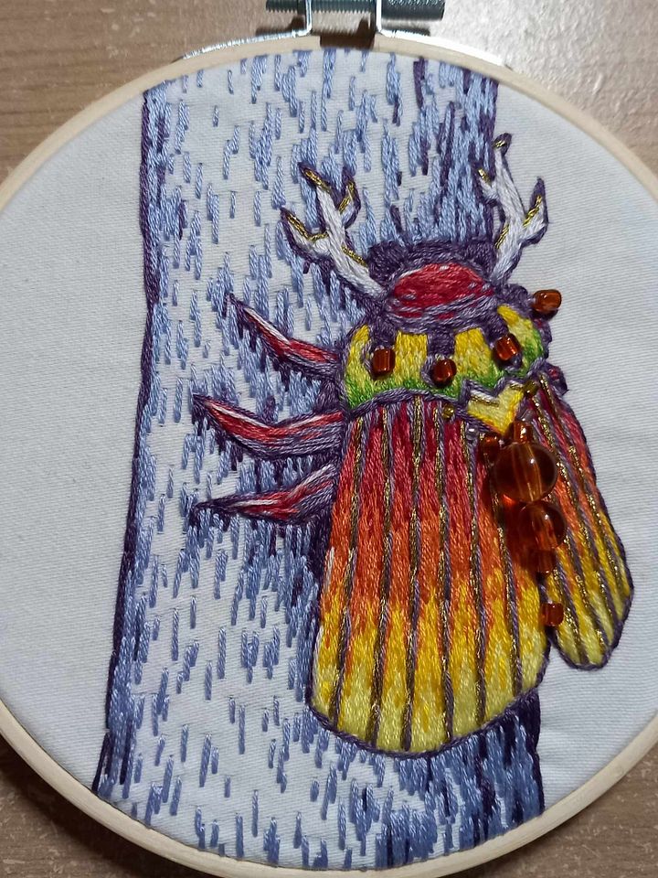 Sunset Christmas Beetle Embroidery Hoop Art product image (1)