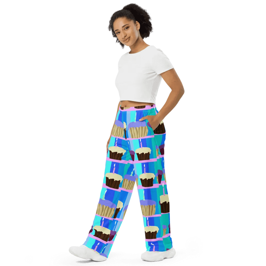 Cupcakes Pattern Wideleg Pants product image (4)