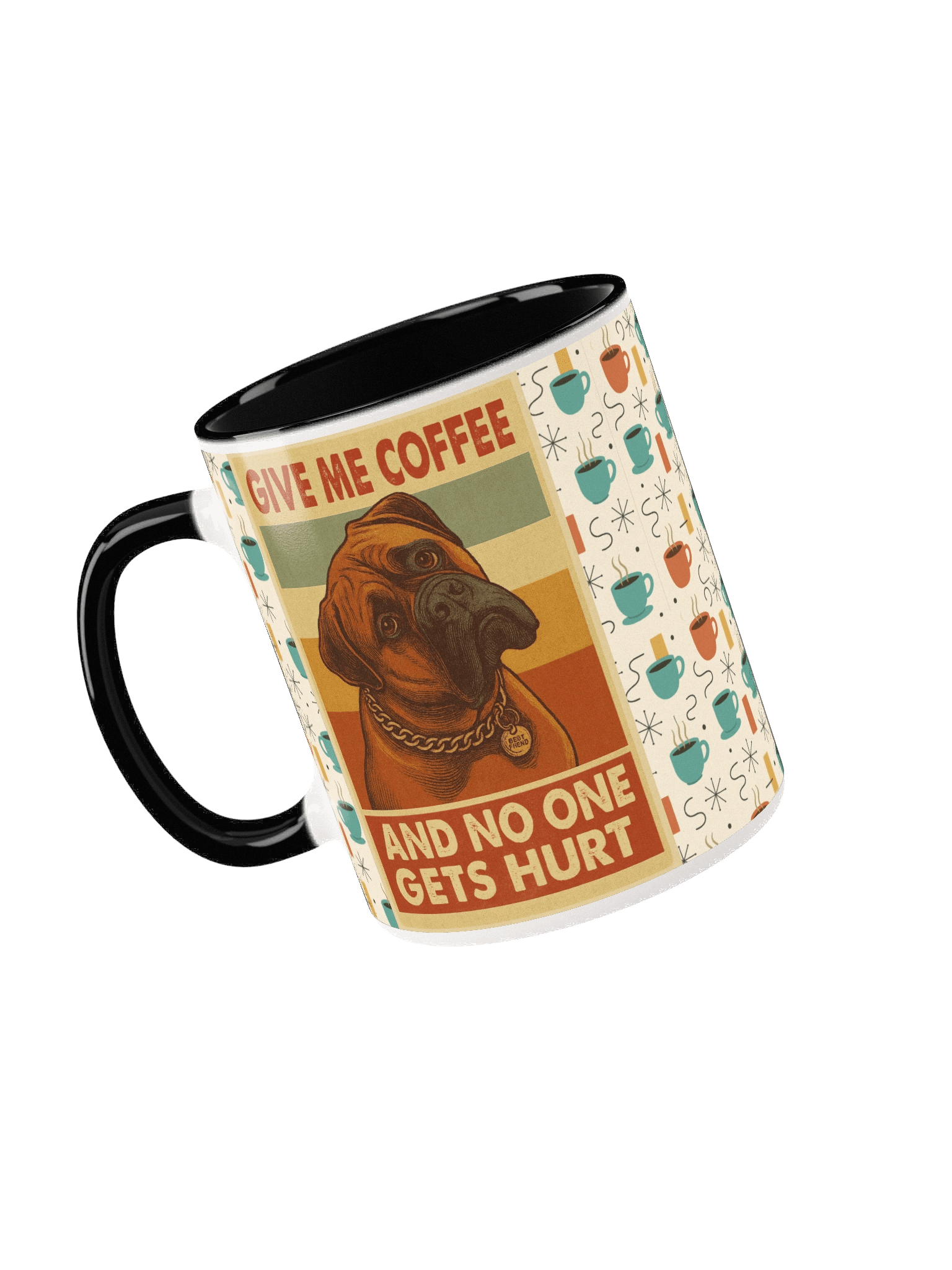 Dog Humor Coffee Mug – “Give Me Coffee and No One Gets Hurt” |Mid Century Modern Retro Dog Lover Cup product image (12)