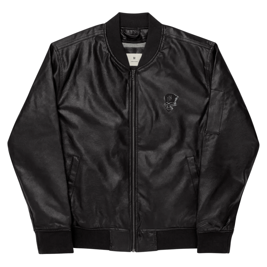 YN Skull Logo Faux-Leather Bomber Jacket product image (1)