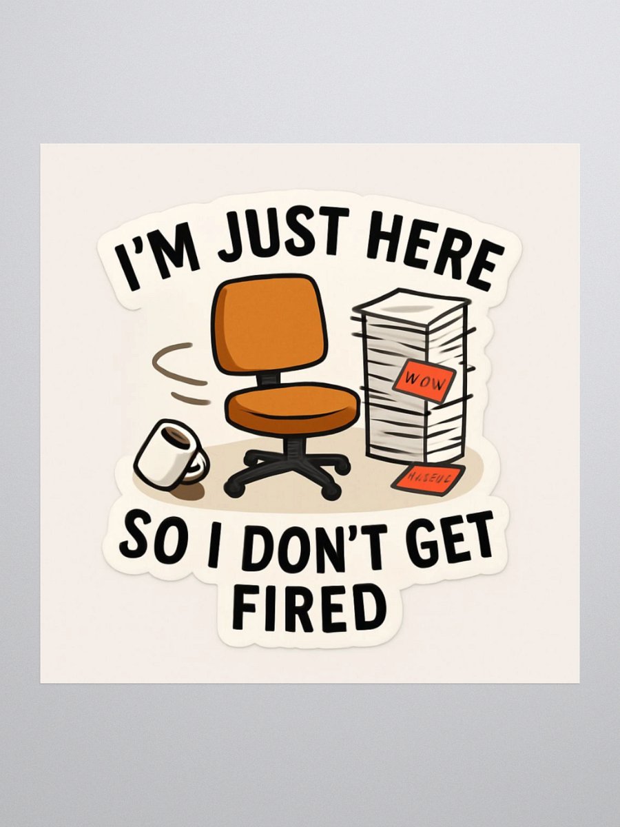 "Here so I don’t get fired" sticker product image (1)